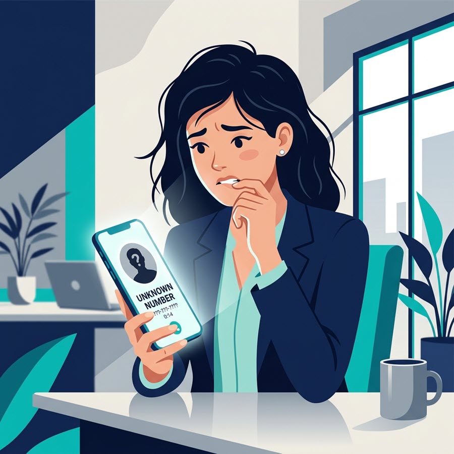شخص يبحث عن طريقة آمنة لمعرفة اسم المتصل المجهول بدون برامج